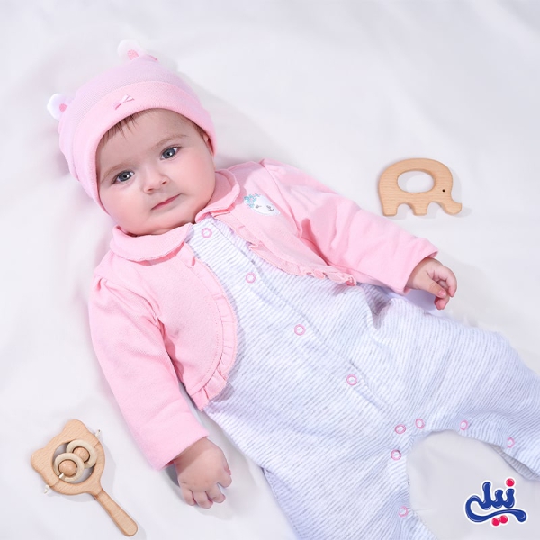 لباس سرهمی جورابدار نوزاد دخترانه طرح لاولی نیلی Nili Lovely