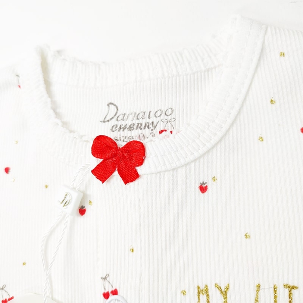 لباس سرهمی جورابدار نوزاد دخترانه طرح گیلاس دانالو Danaloo Cherry
