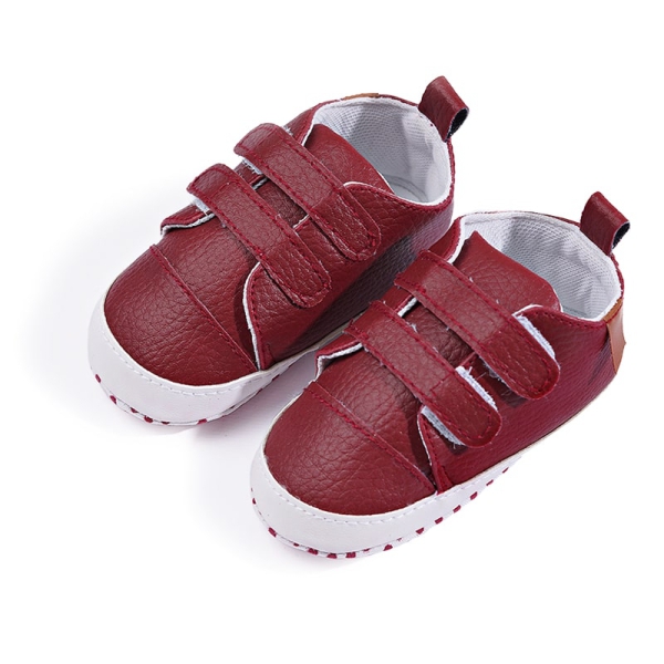 کفش نوزادی دخترانه و پسرانه چسب دار مجلسی قرمز / زرشکی