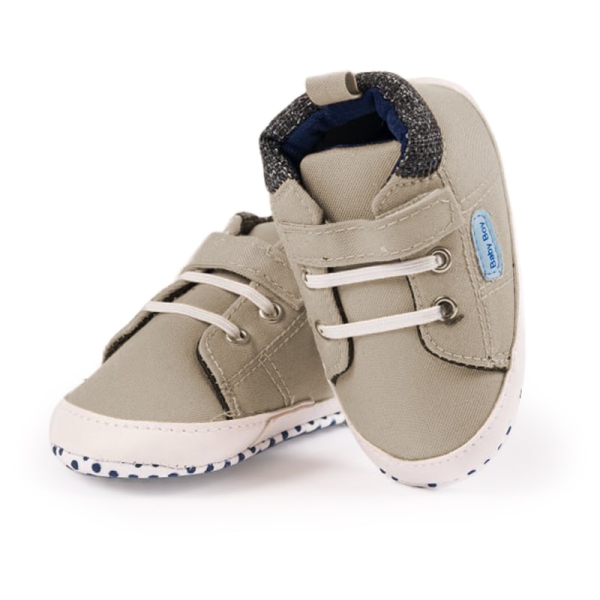 کفش نوزادی چسب دار پسرانه رنگ خاکی شیک و اسپورت پاپو